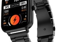 Fire-Boltt Ninja Blaze Smart Watch, Stainless Steel Strap & Steel Body, 1.83” Display Bluetooth Calling Built-in Mic & Speaker, 120+ Sports Modes, Smartwatch for Man and Woman Onyx Black