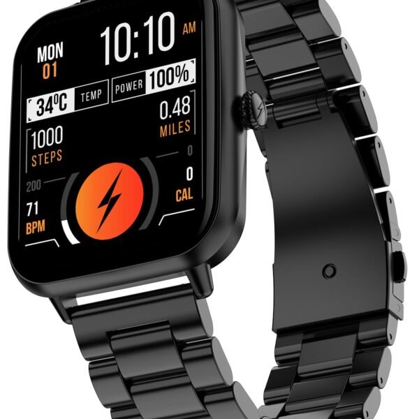 Fire-Boltt Ninja Blaze Smart Watch, Stainless Steel Strap & Steel Body, 1.83” Display Bluetooth Calling Built-in Mic & Speaker, 120+ Sports Modes, Smartwatch for Man and Woman Onyx Black
