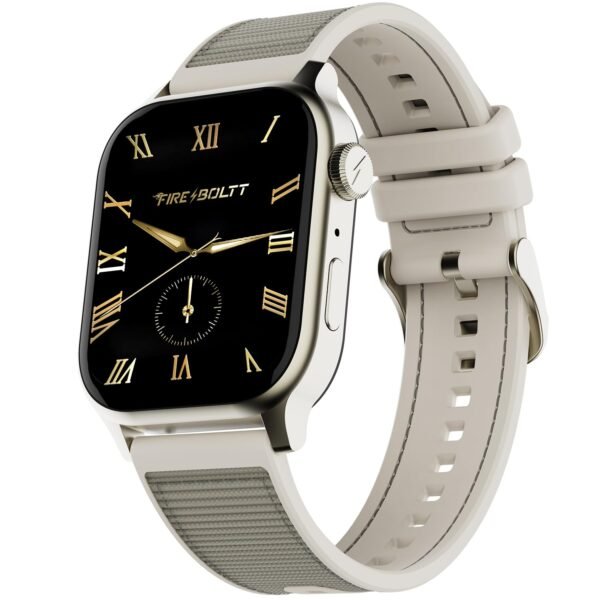 Fire-Boltt Rise Force Smart Watch 1.85” Display, Nylon–Fluoroelastomer Hybrid Strap, Rotating Crown, Bluetooth Calling, Dual Button Control, Metal Body Smartwatch for Men and Women Sandstone