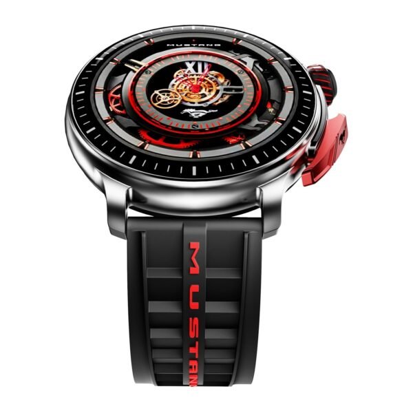 GOBOULT Mustang Racer Smart Watch 1.43'' AMOLED Display, Rotating Bezel, BT Calling, 150+Watchfaces, 500 Nits Brightness, AI Voice Assistant, SpO2 Monitoring, 120+ Sports Mode (Black Blaze)