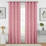 GOYCORS Polyester Premium Heavy Geometric Dmass Printed Window and Door Curtains 9 feet Long Set of 2 (Door 4 Feet x 9 Feet, Pink)