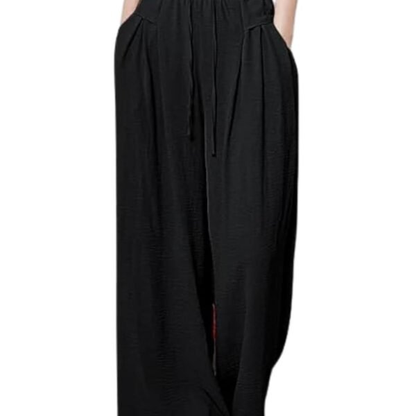 GRECIILOOKS High Waist Polycotton Trousers for Women – Flared Parachute Pants with Side Pockets | Casual Travel Cargo Pants (Available in Plus Size and Value Pack)
