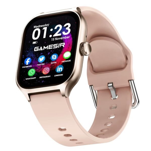 GameSir H18 Pro Smartwatch with Long Battery Life, 2.01" High-Resolution Screen, Bluetooth Calling, IP68 Waterproof, TFT Display, Luxury Design for Men & Women (Pink)