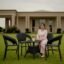 Garden Patio Seating Chair and Table Set Outdoor Balcony Garden Coffee Table Set Furniture with 1 Table and 4 Chairs Set (Black), Rattan, 22 Inch, 24 Inch, Inch