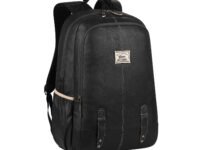 Gear Classic Anti Theft Faux Leather 14 cms Black Laptop Backpack (LBPCLSLTH0101)