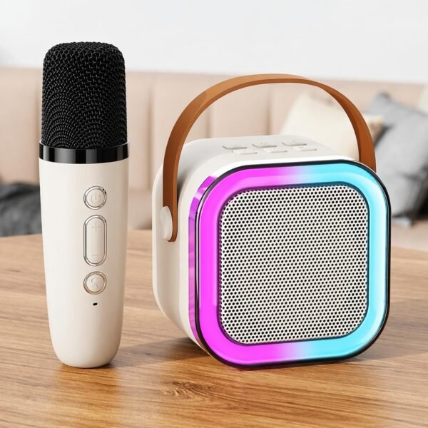 Goyal’s Portable Karaoke Bluetooth Speaker with Wireless Microphone | RGB LED Lights | Voice Change Effects | USB TF AUX FM | Mini Party Speaker for Kids & Adults