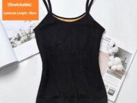 HSR Women's Thermal Underwear Tops Thicken Plus Velvet Camisole Apricot Sexy Stretchy Slim-Fit Body Shaper Vest Shirt (Free Size) (Bust Size : 66 to 90 CM) Stretchable