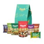 Happilo Premium Celebrations Gift Pack with 7 Inclusions | Dry fruit Sweet, Date bite, Almond, Cashew, Raisin, Panchmeva, Party Snack | Robin | Birthday, Anniversary Hamper
