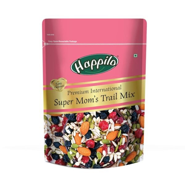 Happilo Premium International Supermom Trail Mix 325g | 7 Superfood in 1 Mixes with Roasted Almonds | Pumpkin, Flax & Watermelon Seeds | Dried Cranberries | Blueberries | Afgan Black Raisins | Cherry, Superfood Mix