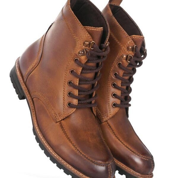 Harrykson London Men's Brown Hiking Boots - Rugged Leather Outdoor Boots with Durable Rubber Sole Boots For Men