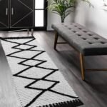 Haus Stripes Cotton Area Rug - Braided Black Carpets Suitable for Living Room, Bedroom, Dining Room, Home Décor - Handcrafted Traditional Rugs - Non-Skid