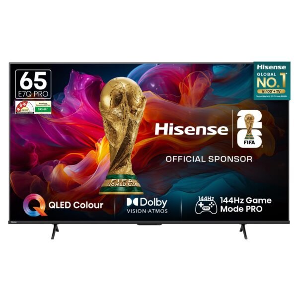 Hisense 164 cm (65 Inches) 4K Ultra HD Smart QLED TV | Dolby Vision Atmos, HDR10+ Adaptive | 144 Hz Game Mode Pro | AI 4K Upscaler | VIDAA OS | 65E7Q PRO (Charcoal Grey)