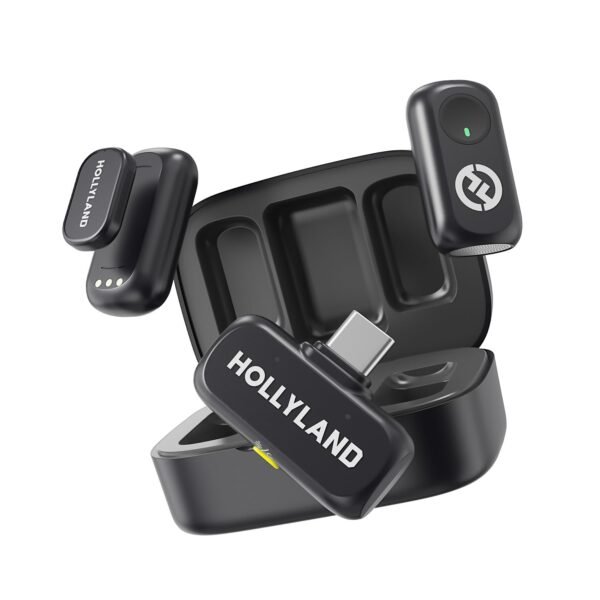 Hollyland Lark A1 Duo Wireless Magnetic Microphone for iPhone15/16/iPad/Android Phone, Mini Wireless Mic with 3-Lv Noise Cancel, EQ&Reverb, 6-Lv Gain Control for YouTube Podcast Vlog Content Creation