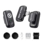 Hollyland Lark A1 Mini Duo Wireless Lavalier Microphone, 48kHz/24-bit Audio, 3-Level Noise Cancellation, 200m Range, Clip-On Mic for iPhone 15/16, Android, YouTube, Podcast & Vlog