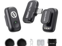 Hollyland Lark A1 Mini Duo Wireless Lavalier Microphone, 48kHz/24-bit Audio, 3-Level Noise Cancellation, 200m Range, Clip-On Mic for iPhone 15/16, Android, YouTube, Podcast & Vlog