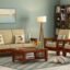 Home furniture Wooden Sofa Set for Living Room and Office 5 Seater Teak Finish Handicraft- Handmade