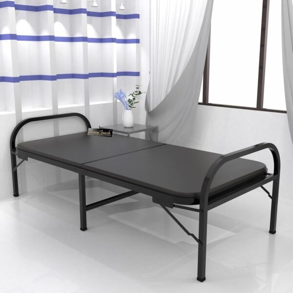 Honey Touch Atlas Folding Bed Single for Sleeping with Mattress | No Assembly Required | Foldable Bed for Sleeping/Guests/Rented Apartments/Bedroom (2.5ft x 6ft, Black)