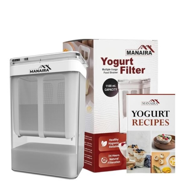 Hung Curd Maker with Lid 1100ml | Greek Yogurt Strainer & Free Recipe Book | BPA-Free Plastic & Stainless Steel Mesh for Home Dahi, Kefir, Cheese