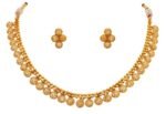 JFL - Jewellery for Less Traditional Gold Plated Filigree Necklace Set for Women | Handmade Ethnic Choker Jewellery Set with Matching Earrings | Wedding, Festive Necklace