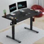 JIN OFFICE Octave Electric Height Adjustable Desk | Standing Desk, 80 Kg Wt. Cap, 2 Year Warranty| Sit Stand Table with Cup Holder, Memory Preset| Stability Crossbar| Black 1200*750mm/25mm Thick Top