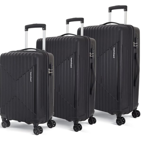 KAMILIANT by American Tourister Savvy|Trolley Bag Set of 3 (55+70+80 cms) for Travel| Hard Case Polypropylene (PP) Suitcase|360° 8-Wheel Spinner Luggage Trolley|Combination Lock|Black