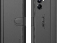 KIVANO LUXE® Compatible for Realme 10 Pro 5G Luxury Handmade Leather Magnetic Flip Folio Case | Card Holder & Kickstand | Slim Protective Cover | Unisex - Black