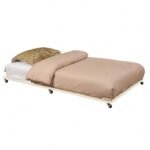 Kings Brand Twin Size Cream White Metal Roll Out Trundle Bed Frame for DayBed