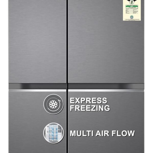 LG 655 L, 3 Star, Frost-Free Smart Inverter Double Door Side-By-Side Refrigerator (GL-B257HDSY, Dazzle Steel, Smart Diagnosis, Express Freeze | Multi Air-Flow)