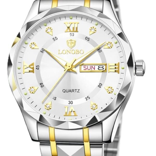 LONGBO Zenith Diamond Analog Watch for Men Business Stainless Steel Watches Luxury Men’s Wristwatch | Birthday Gift for Men | Gift for Husband | Gift for Brother