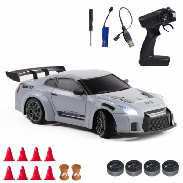 L.O.T TOYS Flare Rc Drifting Car | 20Kmph, 2.4Ghz | Rc Car 4x4, Remote Control Car, Drift Car, Birthday Gift, Boost Mode, Long Range Remote, Hard Plastic Top with LED Head Light (Race Grey)