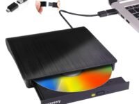 Laurensory External DVD Drive USB 3.0 Type-C Portable Player for Laptop CD/DVD +/-RW Disk Drive ROM Burner Writer Reader Compatible with Desktop Windows Linux OS Apple MacBook