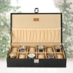 Ledo Watch Box Case Organizer Holder For Unisex 12 Slots Of Watches, Black Color - Wood