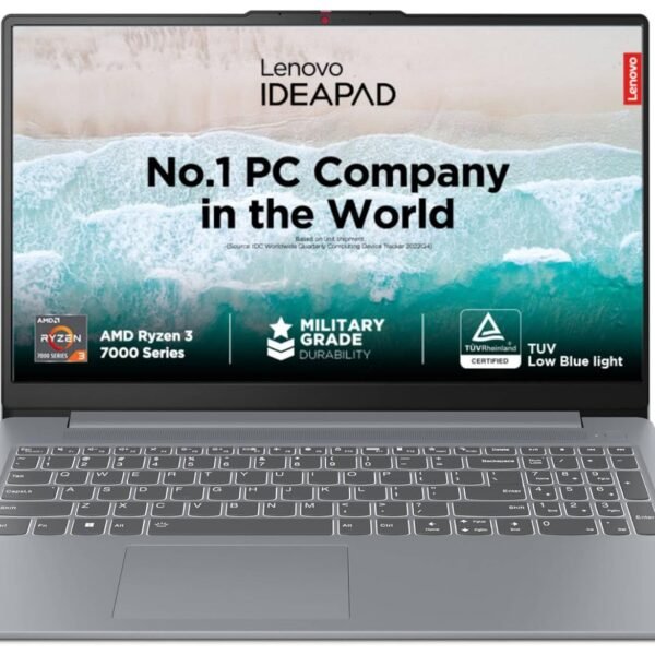 Lenovo IdeaPad Slim 3 Ryzen 3 7320U 15.6" (39.6cm) FHD Thin and Light Laptop (8GB RAM/512GB SSD/Integrated AMD Radeon 610M Graphics/Windows 11/Office Home 2024/Grey/1.6Kg), 82XQ00MDIN