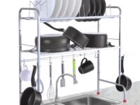 LiMETRO STEEL Stainless Steel Kitchen Storage Rack | Multipurpose Dish Drying & Over Sink Organizer Rack for Plates, Bowls & Utensils | Heavy Duty Rustproof Kitchen Rack (28 x 28)