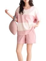 Louis Luxe Womens Korean Night Dress || Short Pyjama Set || Korean Nightsuit || Women Nightwear ||Round Neck Short Sleeve Nightsuit || Loungewear || Everyday Nightdress