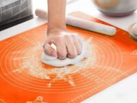Lukzer Non-Stick Silicone Baking Mat with Measurements for Fondant Pastry Dough Roti Chapati & Pizza | Reusable Kneading & Rolling Sheet Easy to Clean 50 x 40 cm (Random Colour)