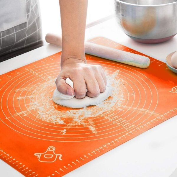 Lukzer Non-Stick Silicone Baking Mat with Measurements for Fondant Pastry Dough Roti Chapati & Pizza | Reusable Kneading & Rolling Sheet Easy to Clean 50 x 40 cm (Random Colour)