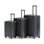 MOKOBARA The Transit Luggage Set of 3 | 40L, 65L & 100L Capacity | Polycarbonate Hardshell | Silent Hinomoto Wheels | for All Travel Needs | Black | Money Moves