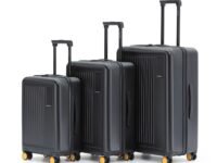 MOKOBARA The Transit Luggage Set of 3 | 40L, 65L & 100L Capacity | Polycarbonate Hardshell | Silent Hinomoto Wheels | for All Travel Needs | Black | Money Moves