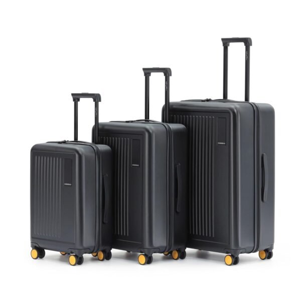 MOKOBARA The Transit Luggage Set of 3 | 40L, 65L & 100L Capacity | Polycarbonate Hardshell | Silent Hinomoto Wheels | for All Travel Needs | Black | Money Moves