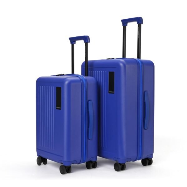MOKOBARA Transit Set of 2 Luggage Trolley Bag,Cabin(40L)+Check-in(65L),Lightweight Polycarbonate Hardshell,360°Silent Wheels,TSA Lock,Premium Zipper,Suitcase for 18-21 Day Travel,Blue(Blue'd up)