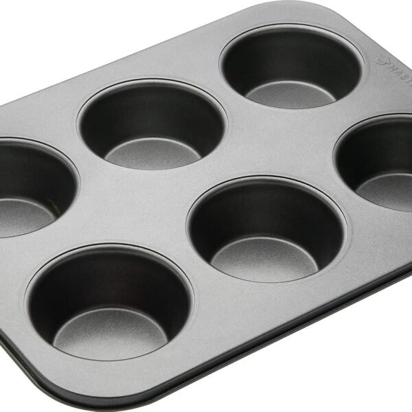 Master Class 6 Cup Muffin Tray Non-Stick – Carbon Steel Cupcake & Yorkshire Pudding Tin 27x18cm | PFOA-Free Baking Pan