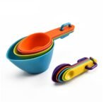 Measuring Cups and Spoons Set, 9 Piece Plastic Measuring Cups Measuring Spoons Stackable for Measuring Dry and Liquid Ingredients Great for Baking and Cooking (Random Color)