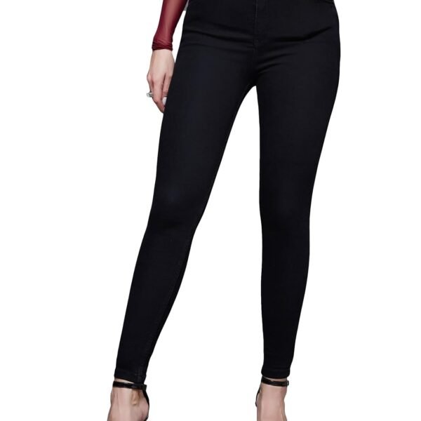 Miss Chase Women's Skinny High Rise Cropped Fringed Hemline Detailing Stretchable Denim Jeans