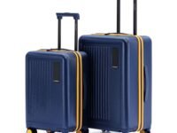 Mokobara Transit Set of 2 Luggage Trolley Bag,Cabin(40L)+Check-in(65L),Polycarbonate Hardshell,360°Silent Wheels,TSA Lock,Premium Zipper,Suitcase for 18-21 Day Travel,Blue&Yellow(We Meet Again Sunray)