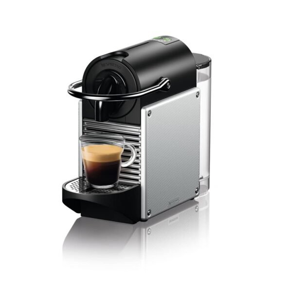 Nespresso Pixie Aluminium Espresso Coffee Machine by Delonghi with 14 Complementary capsules