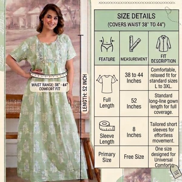 New Pure Cotton Floral Free Size Nighty for Women's | Night Gown | Nighty | Nightdress | Maxi | Sleepwear | Jaipuri Nighty