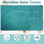 Newwiee 72 Pack Bleach Proof Towels Bulk for Salon Hair Microfiber Towels 18 x 30 Inch Dry Lint Free Hair Drying Salon Towel Hand Towels for Hair, Gym, Bath, Spa, Shaving, Barber (Green)