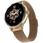Noise Diva (Smartchoice) Smartwatch with Diamond Cut dial, Glossy Metallic Finish, AMOLED Display, Mesh Metal and Leather Strap Options, Female Cycle Tracker smart Watch for Women (Gold Link)