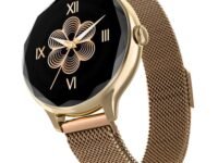 Noise Diva (Smartchoice) Smartwatch with Diamond Cut dial, Glossy Metallic Finish, AMOLED Display, Mesh Metal and Leather Strap Options, Female Cycle Tracker smart Watch for Women (Gold Link)